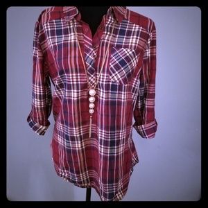 Arizona pull over boyfriend plaid shirt